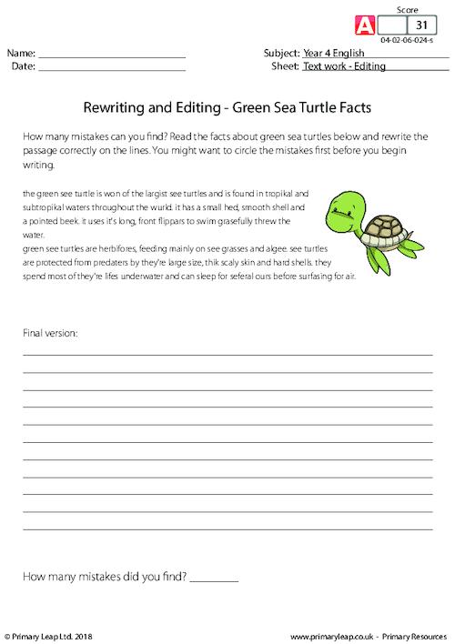 Rewriting and Editing - Green Sea Turtle Facts