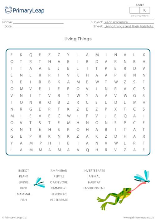 Living things word search