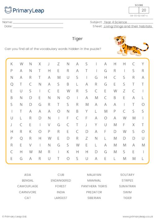 Tiger word search