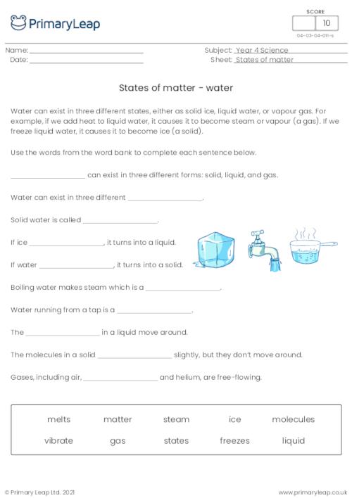 States of matter - water