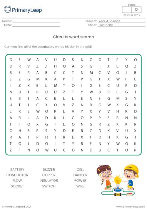 Circuits and conductors word search