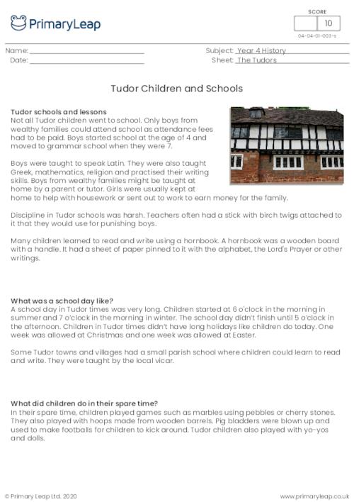 Tudor Children and Schools