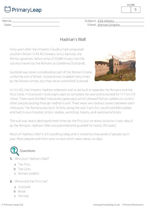 Hadrian's Wall - Reading comprehension
