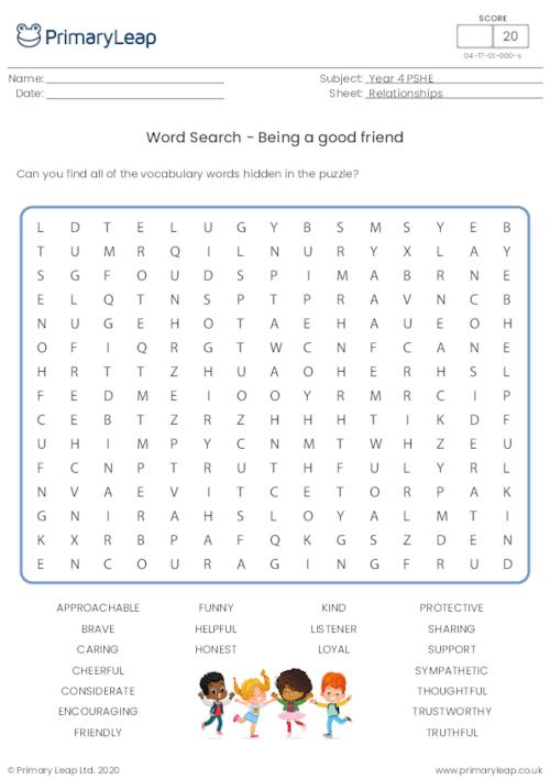 Word Search - Being a good friend