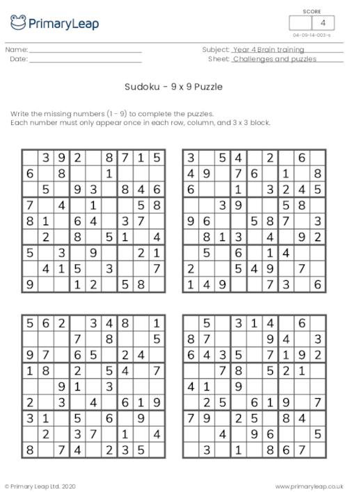 Sudoku 9 x 9 puzzle