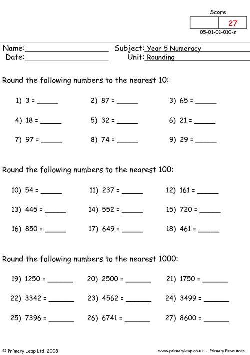 Rounding Off Worksheets