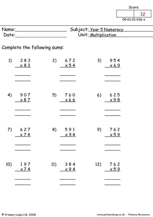 Primary Leap Educational Resources Primaryleapcouk Written Multiplication Resources Tes