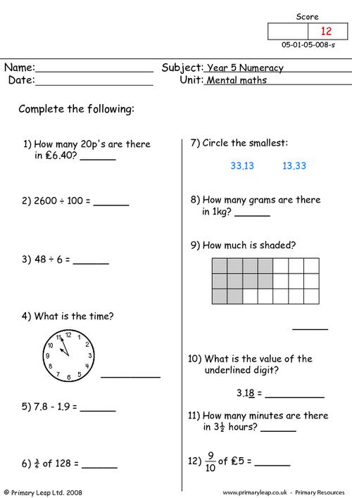 year 5 numeracy printable resources free worksheets for