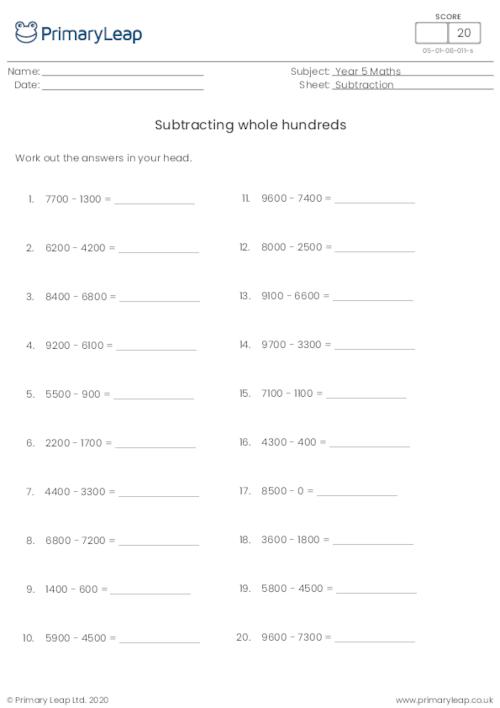 Subtracting whole hundreds