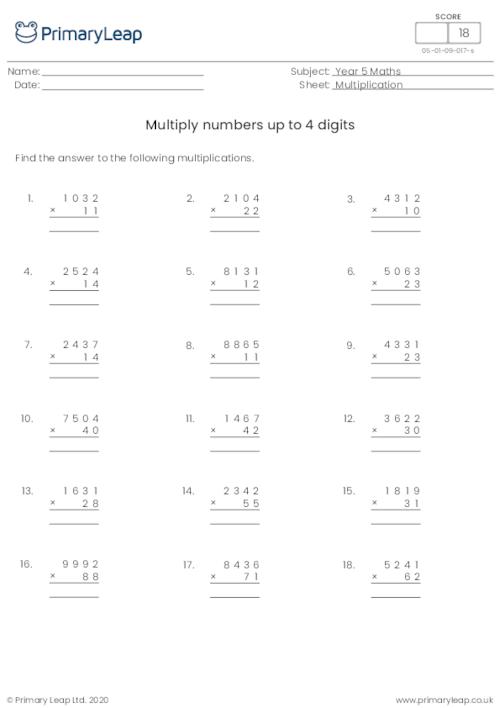 Multiply numbers up to 4 digits