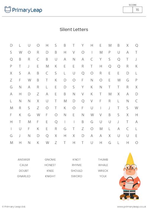 Literacy Spelling Word Search Silent Letters Worksheet PrimaryLeap co uk