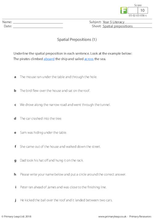 Spatial prepositions (1)