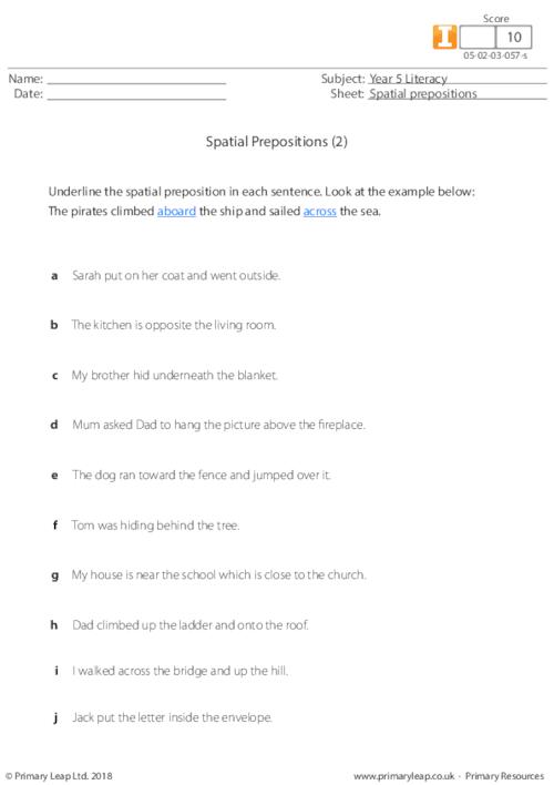 Spatial prepositions (2)