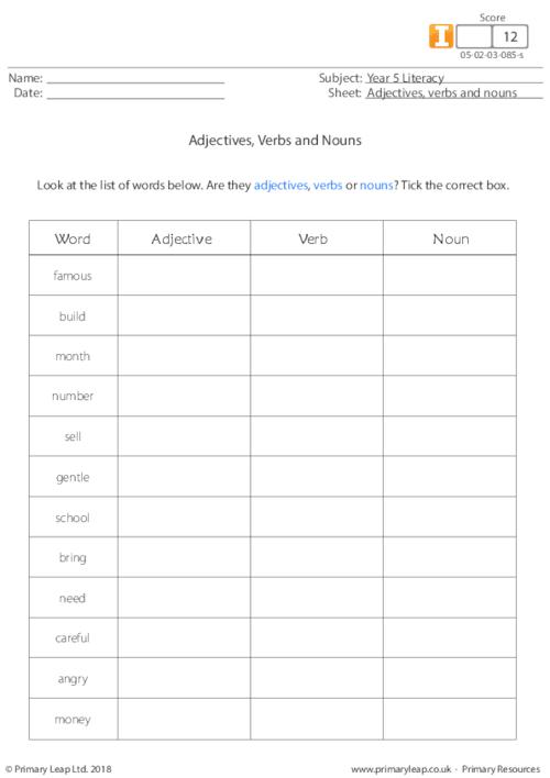 Adjectives, verbs and nouns (2)