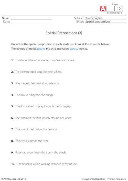 Spatial prepositions (3)