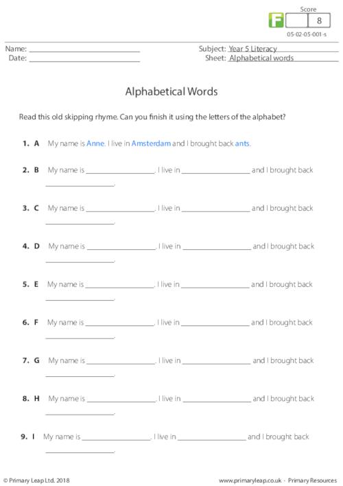 Alphabetical words 1