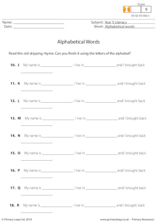 Alphabetical words 2