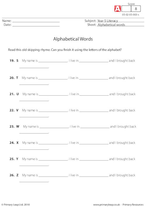 Alphabetical words 3