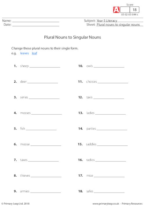 Plural nouns to singular nouns 3