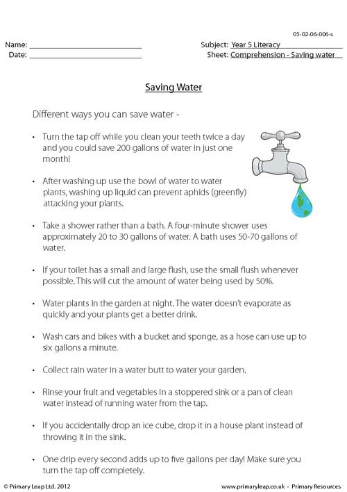 Saving water - Text work