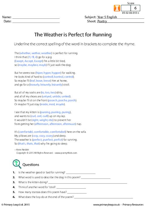 Poetry - The Weather is Perfect for Running