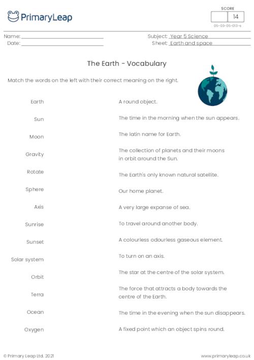 The Earth - Vocabulary