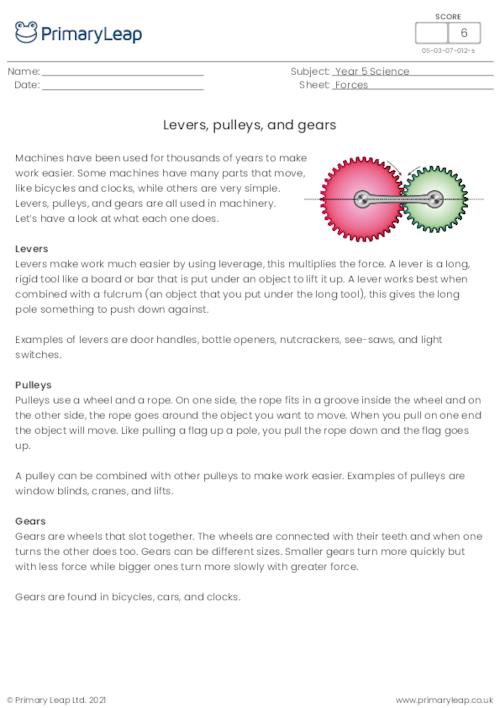 Levers, pulleys, and gears