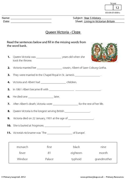 Queen Victoria - Cloze activity