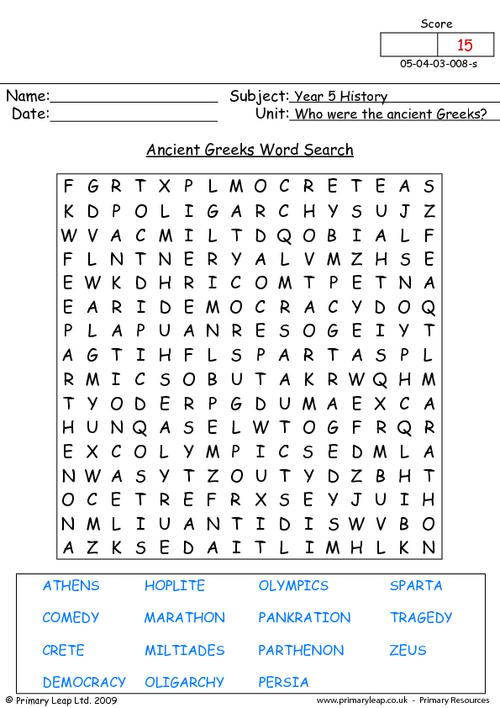 Ancient Greeks Word Search