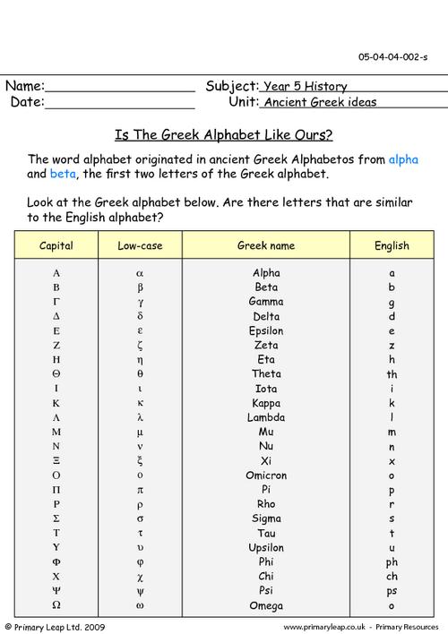 history is the greek alphabet like ours worksheet primaryleap co uk