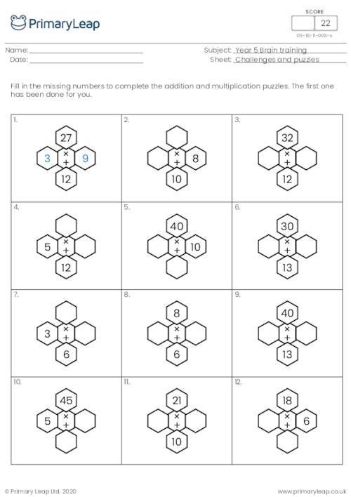 Addition and multiplication puzzles