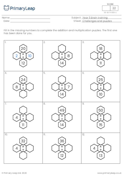 Addition and multiplication puzzles 2