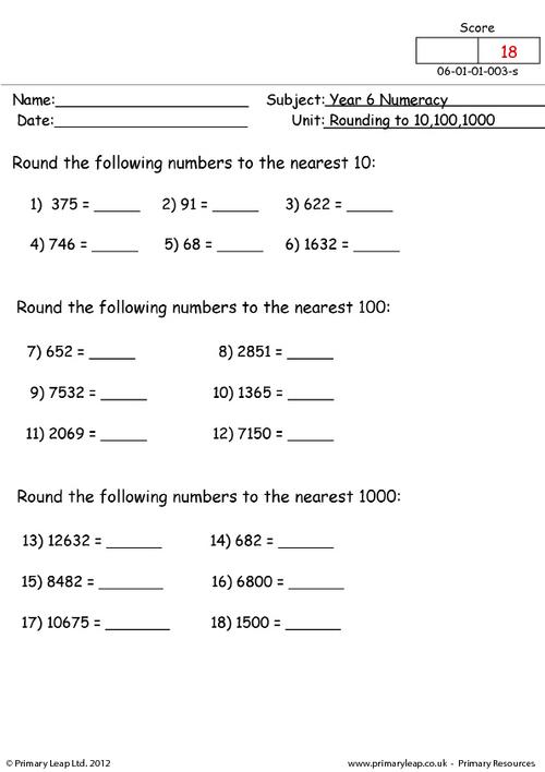 numeracy rounding to 10 100 and 1000 worksheet primaryleap co uk