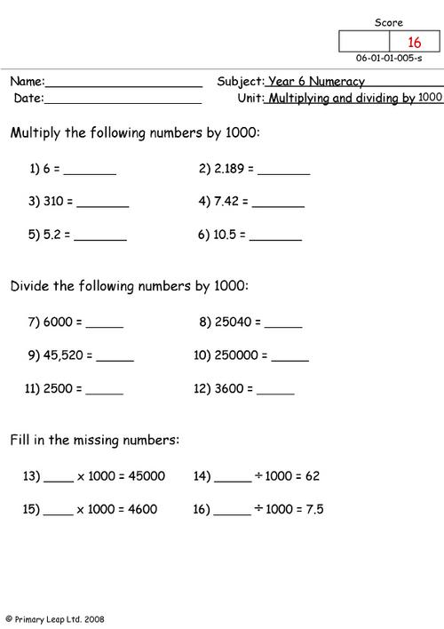 Multiplying and dividing by 1000