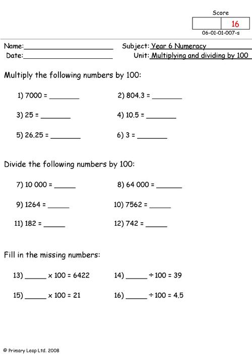 Multiplying by 100