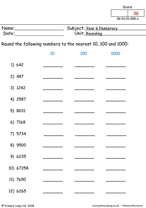 Rounding To The Nearest 10 And 100 Worksheet
