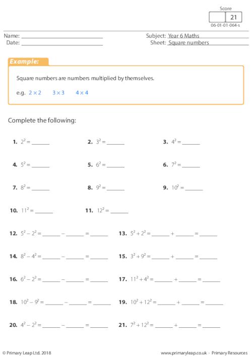 Square Printable primary worksheets