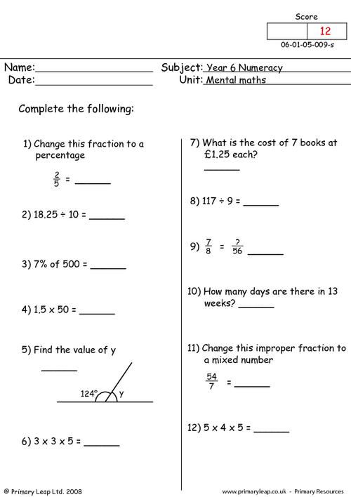 year 6 numeracy printable resources free worksheets for