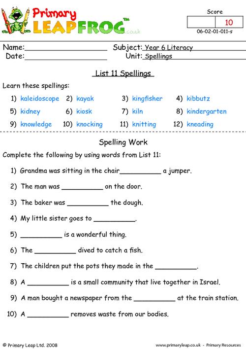Spelling list 11