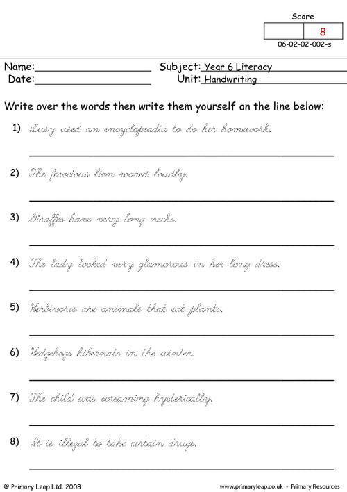 Literacy Handwriting Skills 1 Worksheet PrimaryLeap co uk