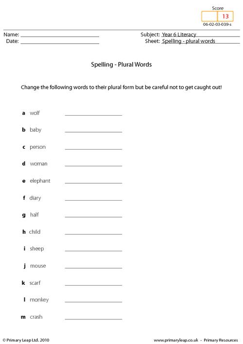Spelling - plural words