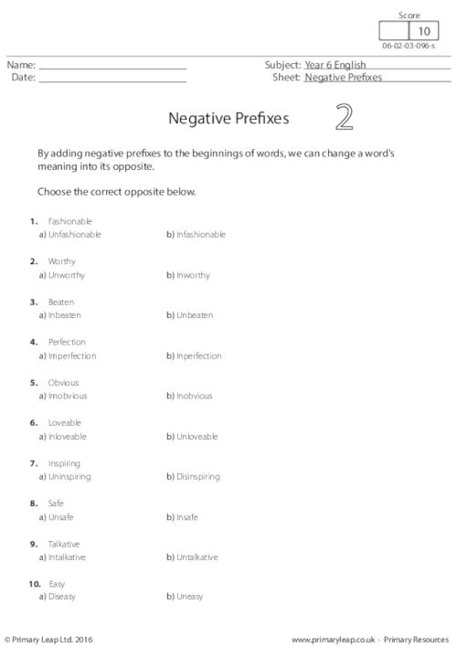 Negative Prefixes 2