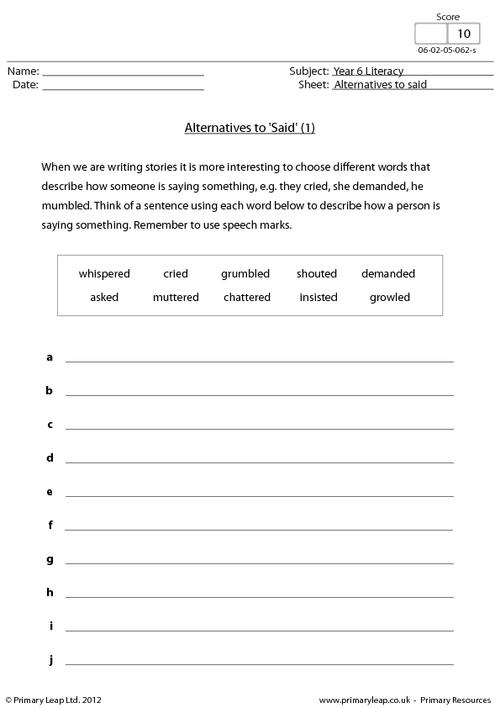 Year 6 Literacy Printable Resources Free Worksheets For Kids PrimaryLeap co uk