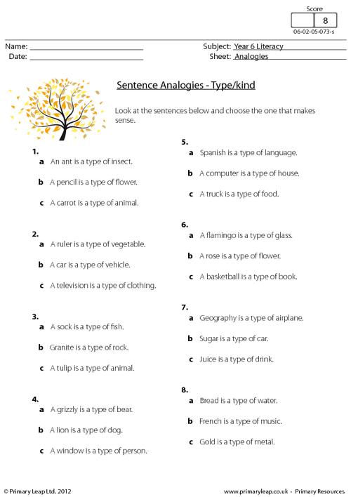 Sentence analogies - Type