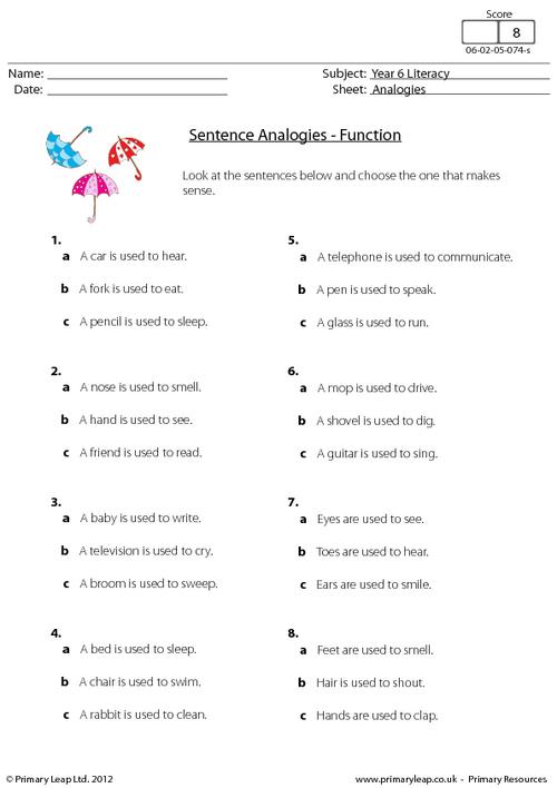 Sentence analogies - Function