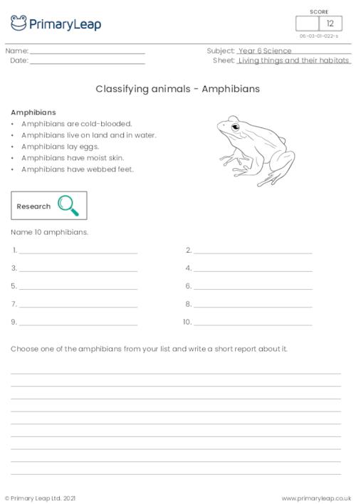 Classifying animals - Amphibians