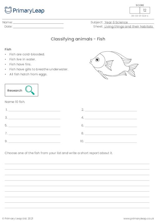 Classifying animals - Fish