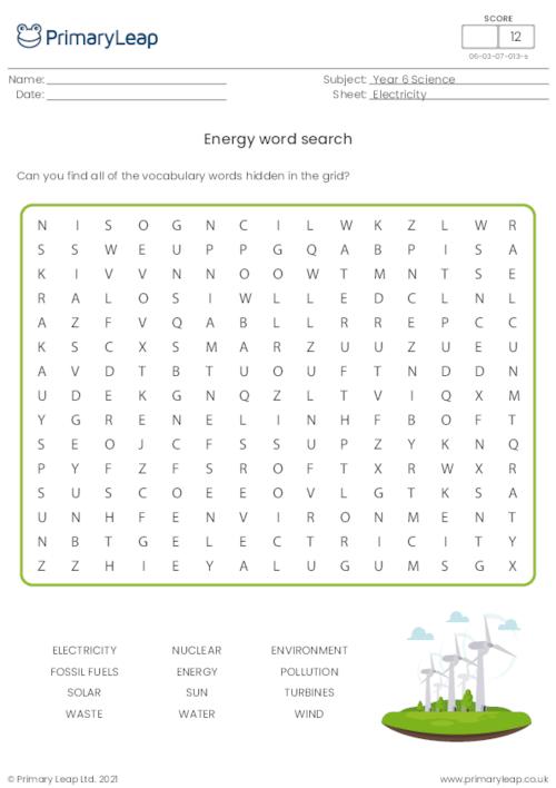 Energy word search