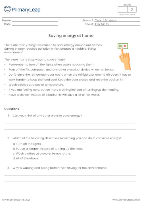 Saving energy at home