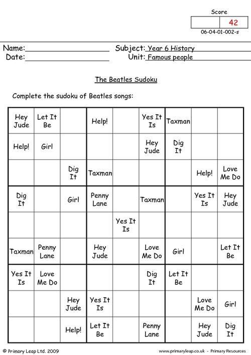 The Beatles Sudoku